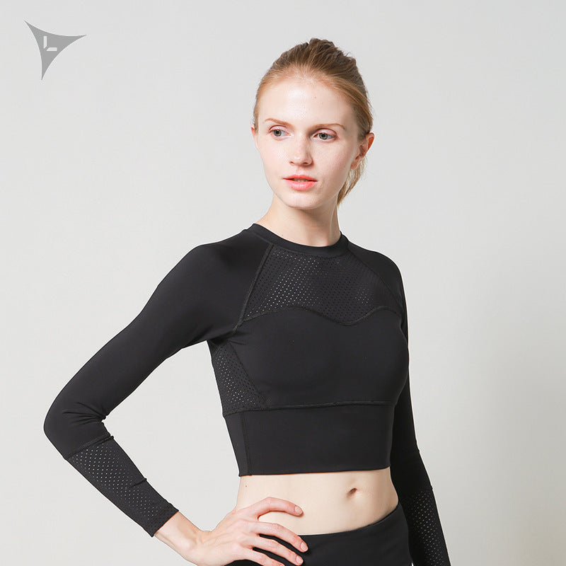 Running Training Outfit, Camouflage Yoga Top, Crop Mesh Top