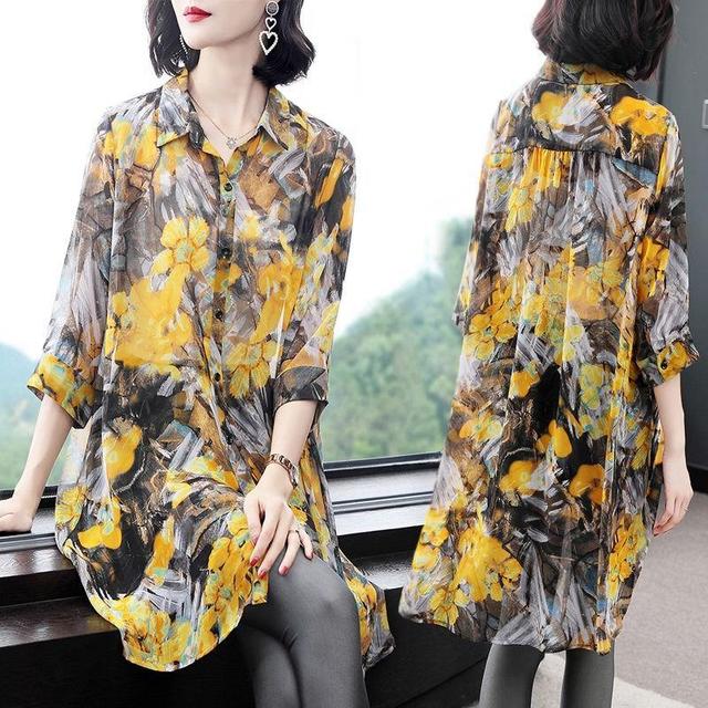 Vintage Floral Printed Oversized Summer Button Shirts