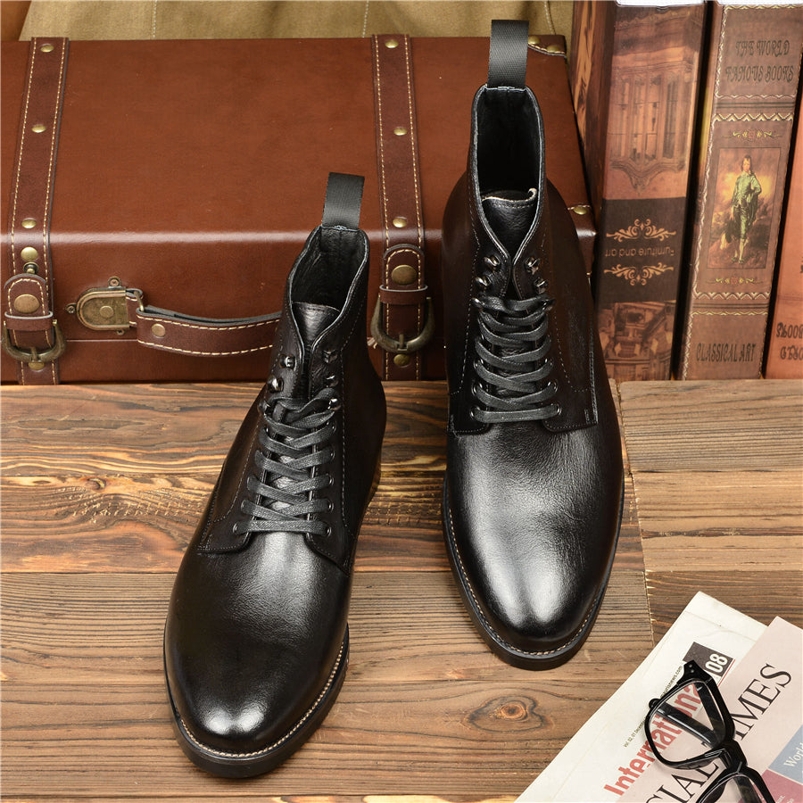 Soft Top Cowhide High-Top Boots for Men
