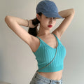 HyunA Style Women's Summer Knitted Crop Top Tank Top