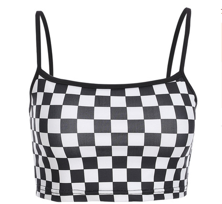 Plaid Crop Top, Checkered Vest, Spaghetti Strap Top