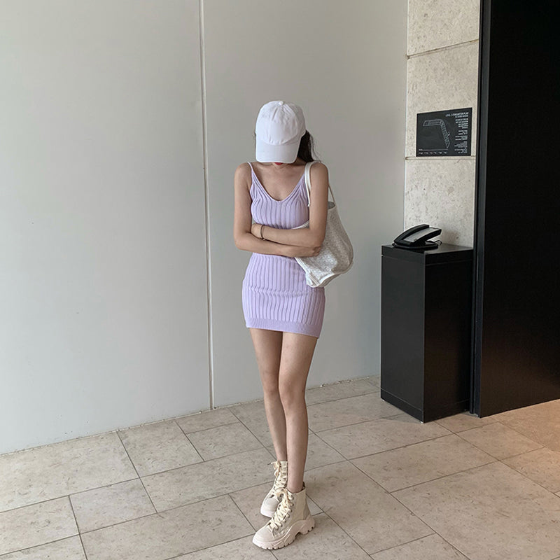 HyunA Style Women's Summer Knitted Crop Top Tank Top