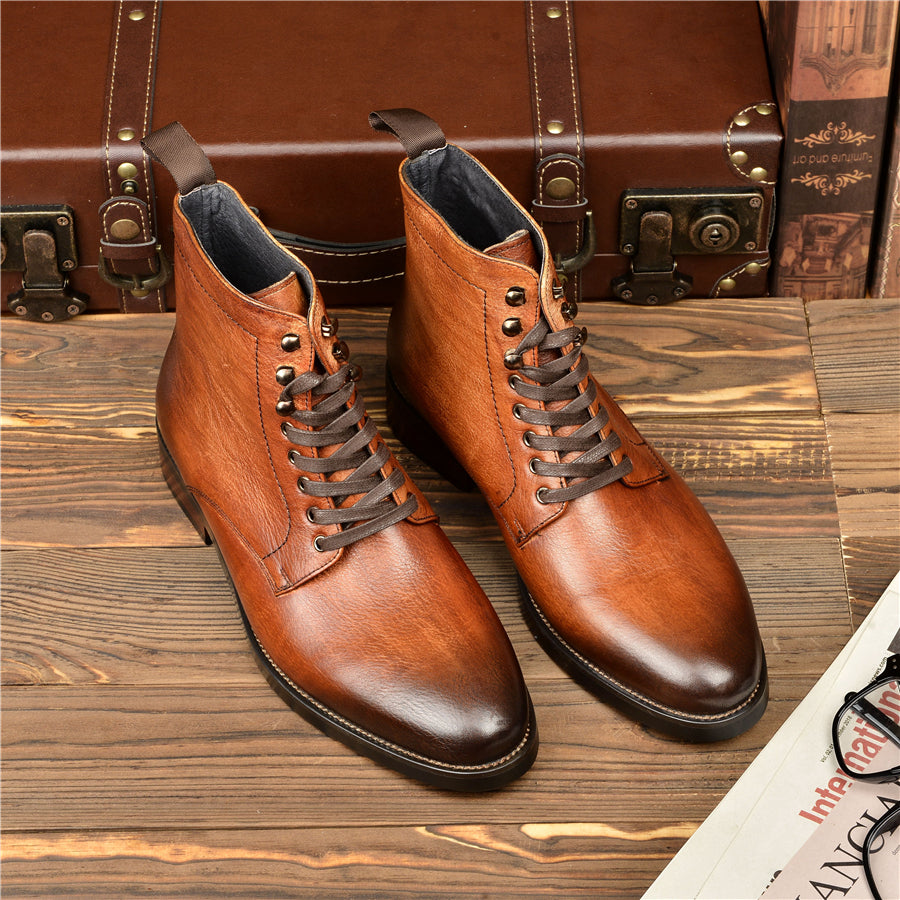 Soft Top Cowhide High-Top Boots for Men
