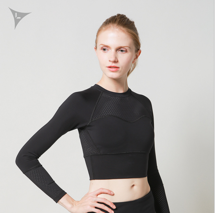 Running Training Outfit, Camouflage Yoga Top, Crop Mesh Top